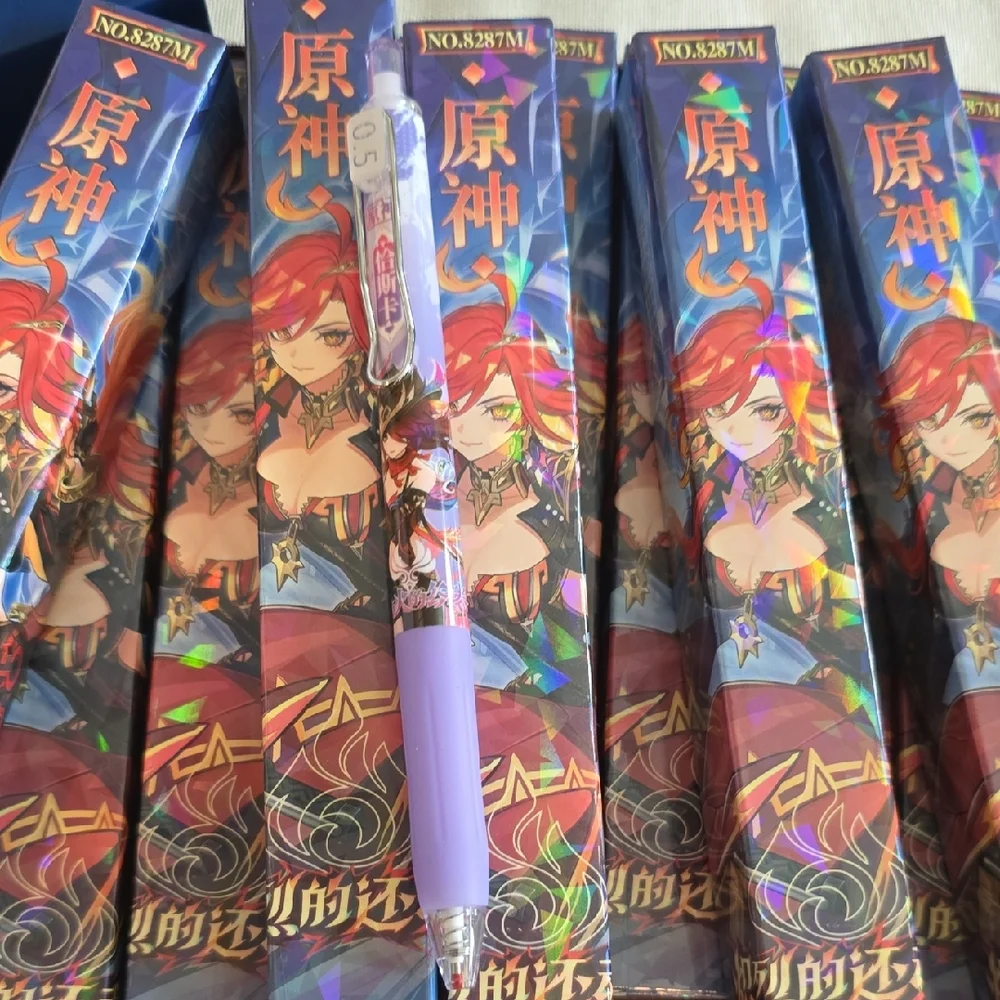 Anime-Genshin Impact Lavender Gel Pens with Anime Character Design - Total18